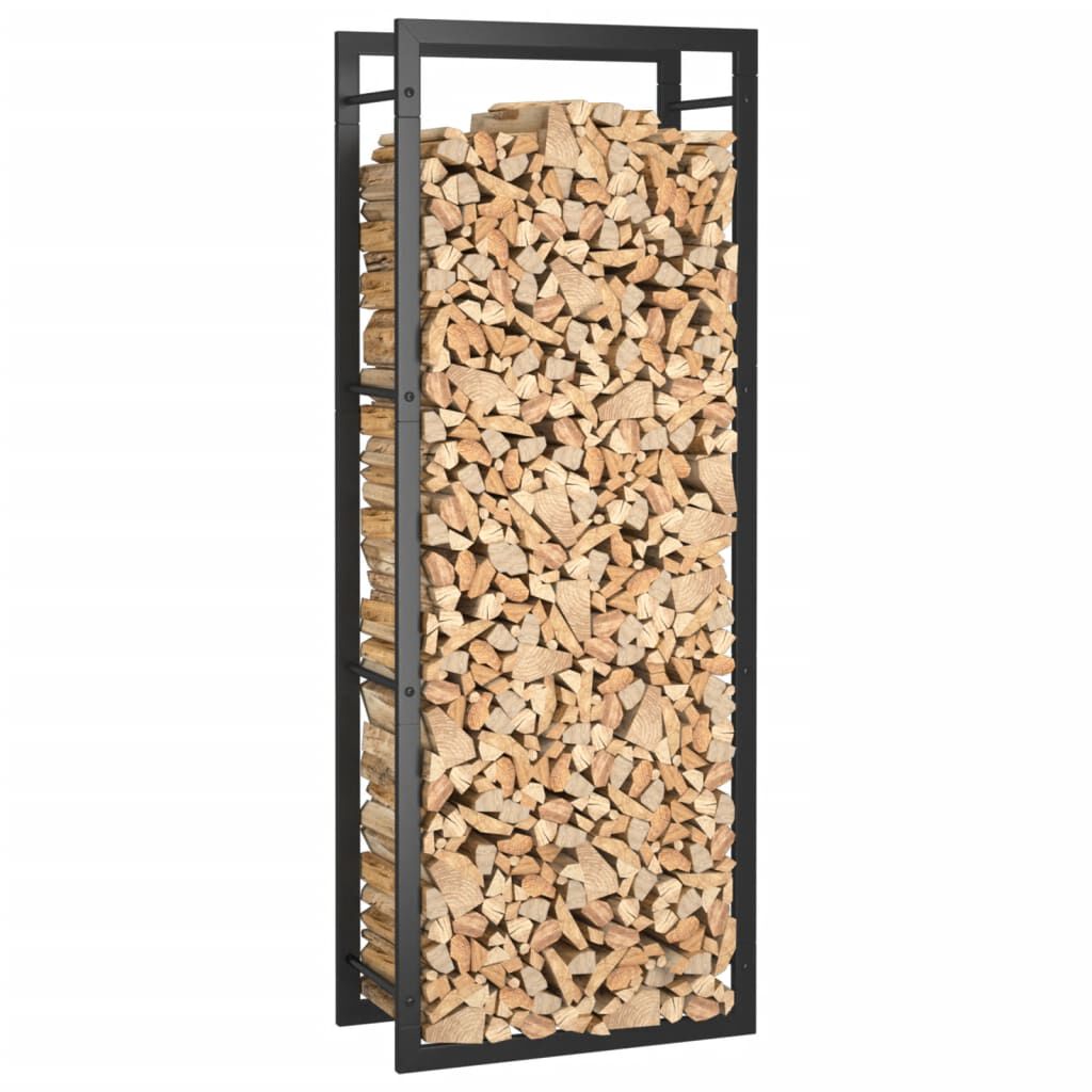 vidaXL Firewood Rack Matt Black 50x28x132 cm Steel