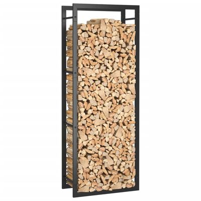 vidaXL Firewood Rack Matt Black 50x28x132 cm Steel, black vidaXL Firewood Rack Matt Black 50x28x132 cm Steel