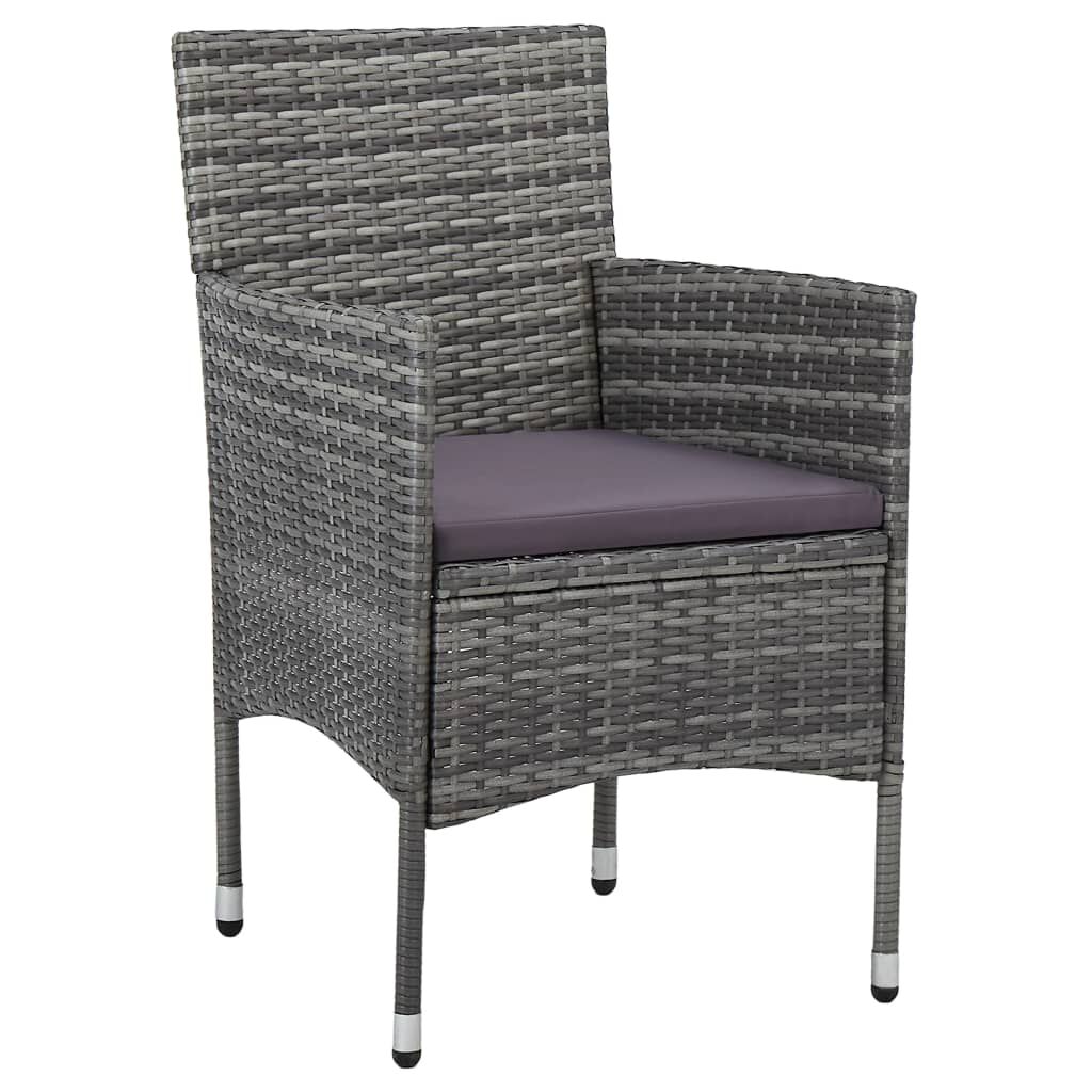 vidaXL Garden Dining Chairs 2 pcs Poly Rattan Grey