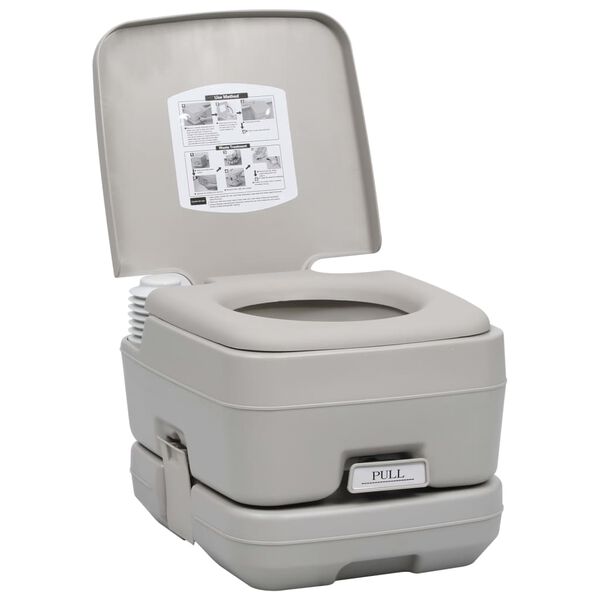 vidaXL Portable Camping Toilet Grey 10+10 L
