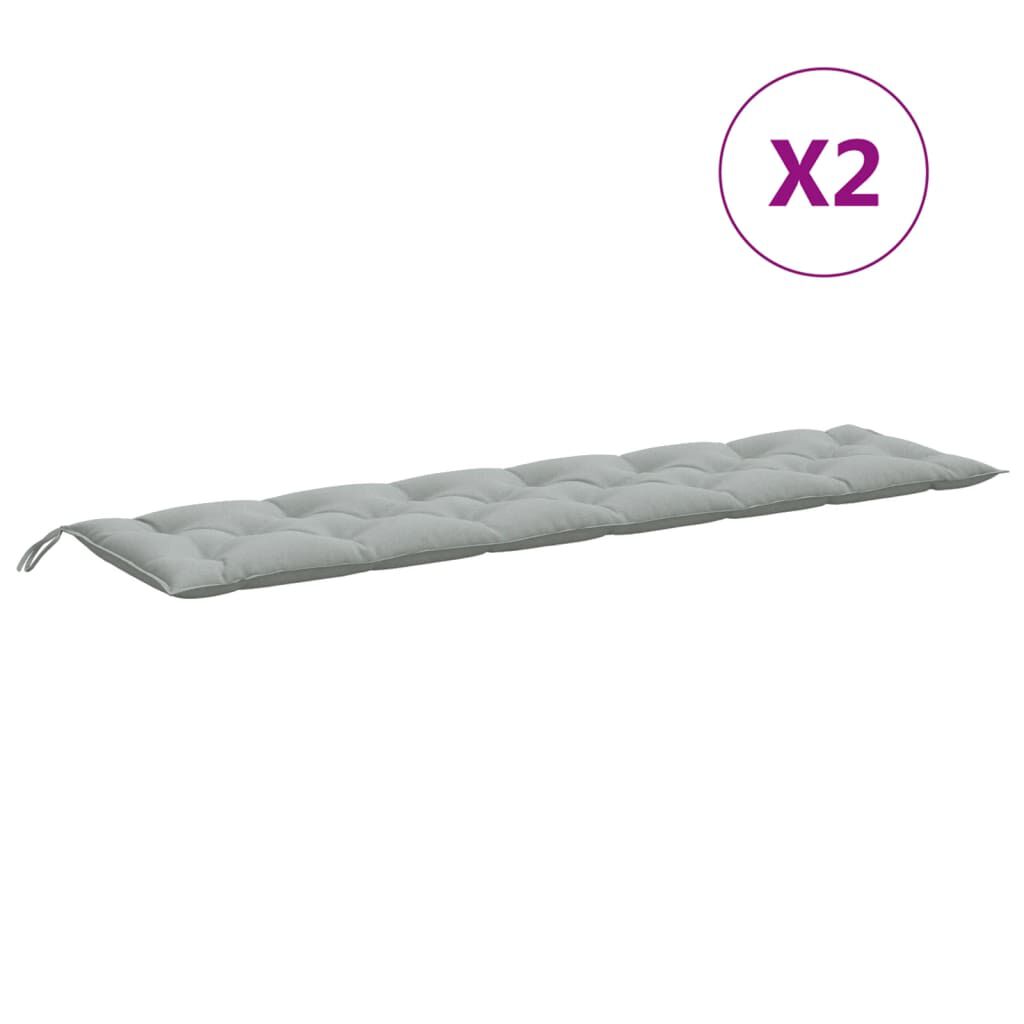vidaXL Garden Bench Cushions 2 pcs Melange Light Grey 200x50x7 cm Fabric