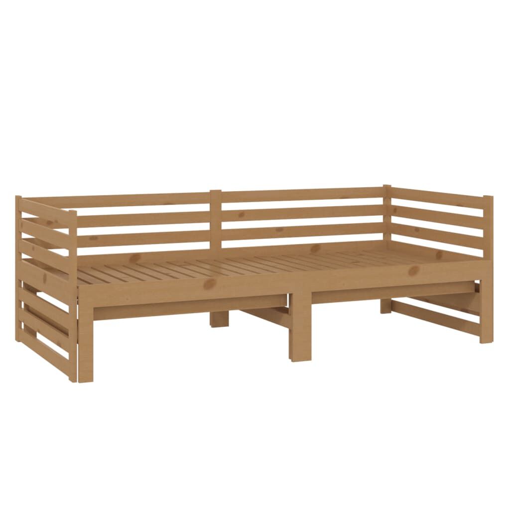 vidaXL Pull-out Day Bed without Mattress Honey Brown 2x(90x200)cm