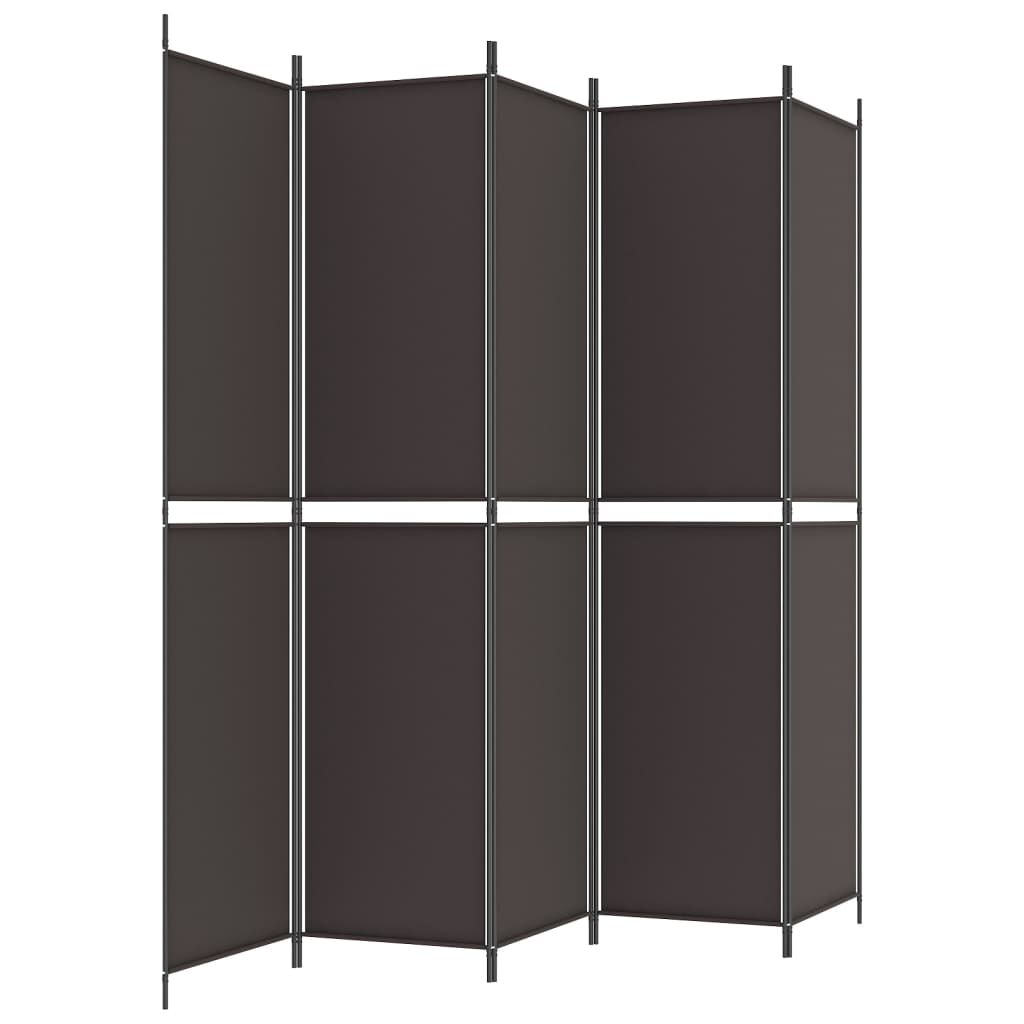 vidaXL 5-Panel Room Divider Brown 250x220 cm Fabric