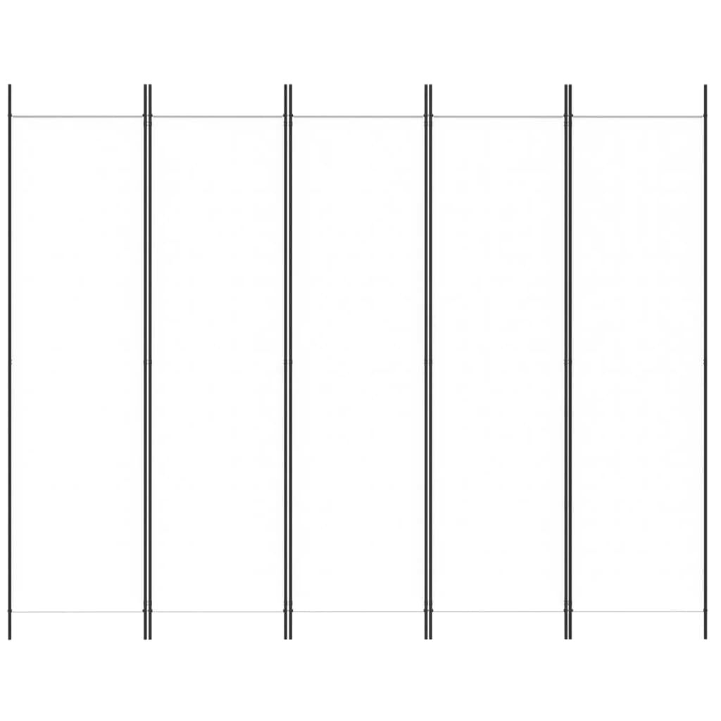vidaXL 5-Panel Room Divider White 250x200 cm Fabric