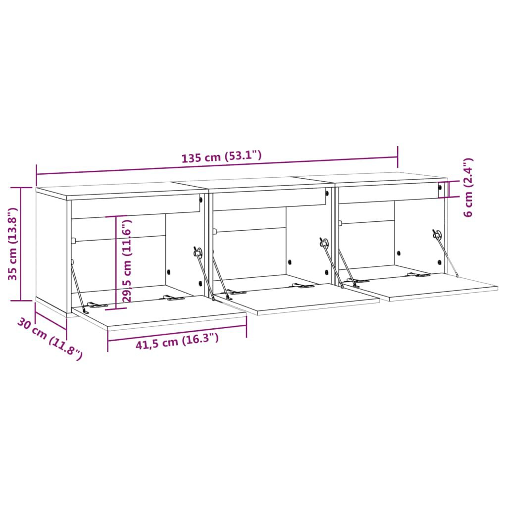 vidaXL TV Cabinets 3 pcs White Solid Wood Pine