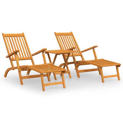 vidaXL Outdoor Deck Chairs with Footrests and Table Solid Wood Acacia,  vidaXL Outdoor Deck Chairs with Footrests and Table Solid Wood Acacia