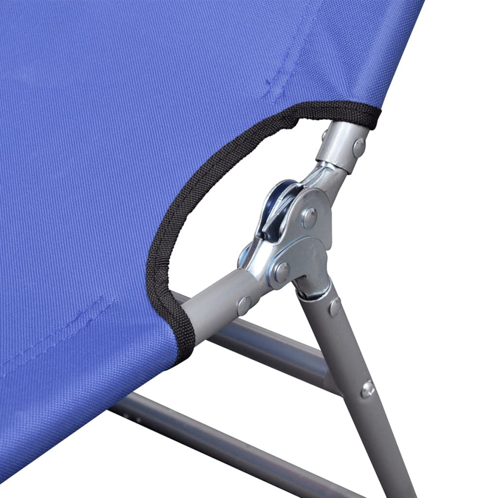 vidaXL Folding Sun Lounger with Head Cushion Powder-coated Steel Blue