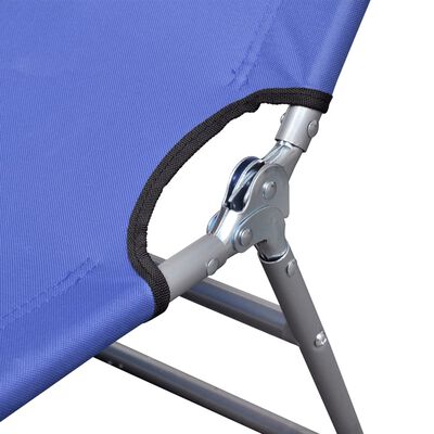 vidaXL Folding Sun Lounger with Head Cushion Powder-coated Steel Blue, blue vidaXL Folding Sun Lounger with Head Cushion Powder-coated Steel Blue