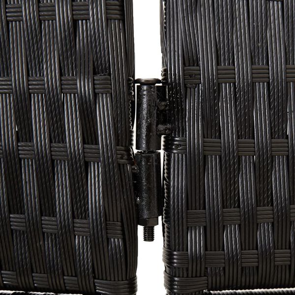 vidaXL Room Divider 6 Panels Black Poly Rattan