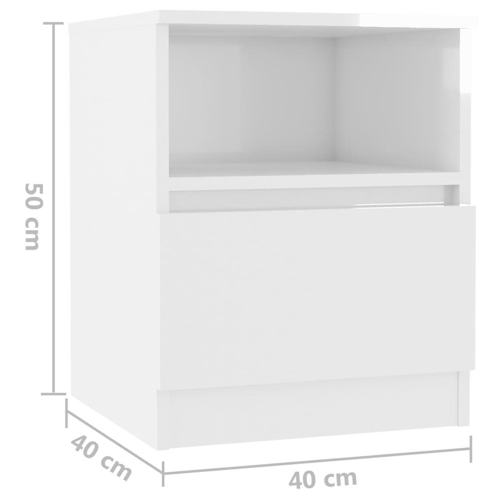 vidaXL Bed Cabinet High Gloss White 40x40x50 cm Engineered Wood