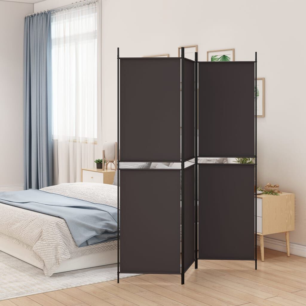 vidaXL 3-Panel Room Divider Brown 150x200 cm Fabric