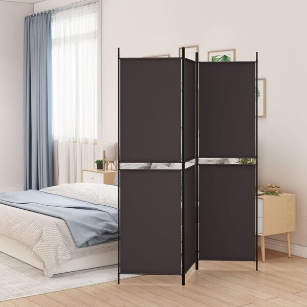 vidaXL 3-Panel Room Divider Brown 150x200 cm Fabric