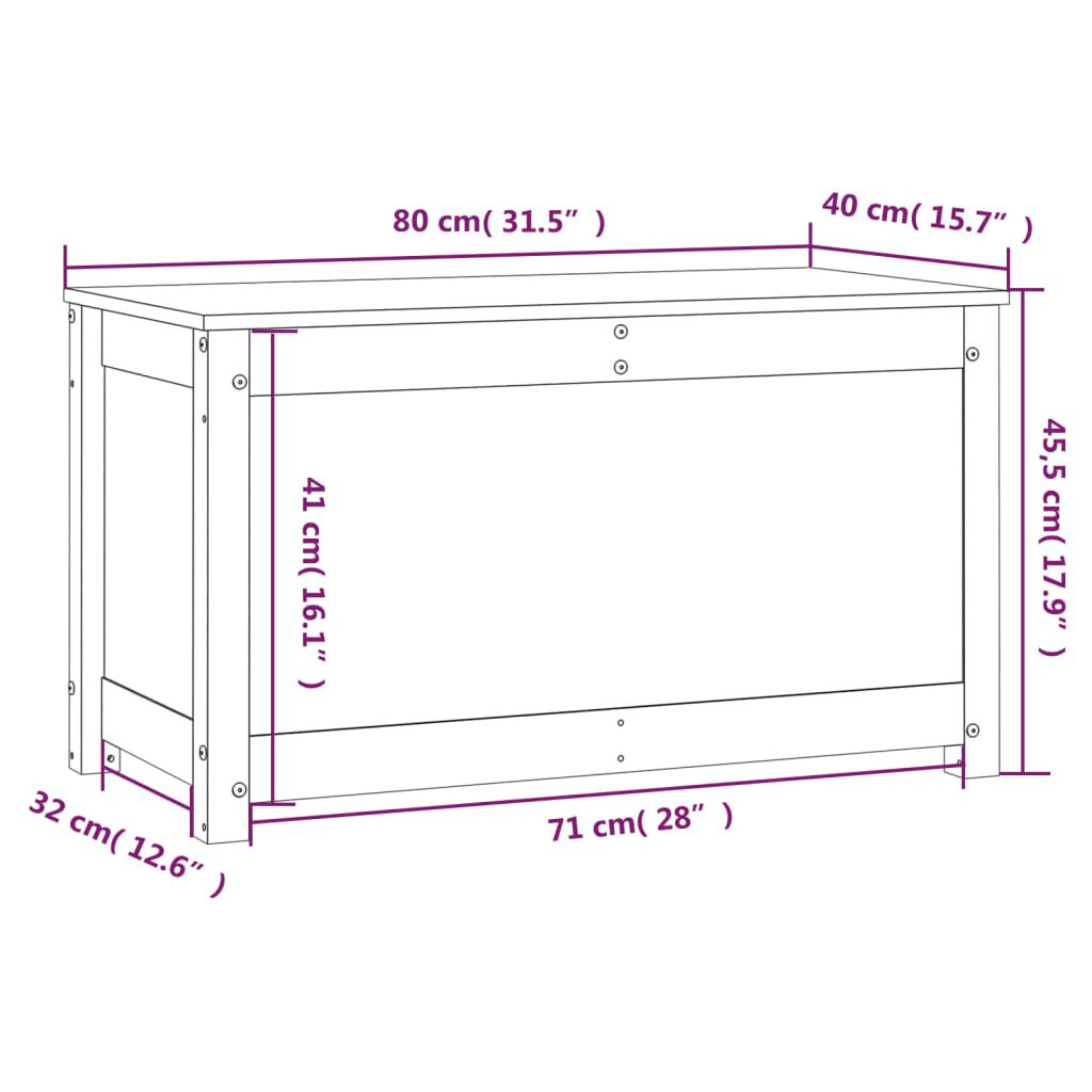vidaXL Storage Box 80x40x45.5 cm Solid Wood Pine