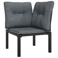 vidaXL Garden Corner Chair with Cushions Black and Grey Poly Rattan,  vidaXL Garden Corner Chair with Cushions Black and Grey Poly Rattan