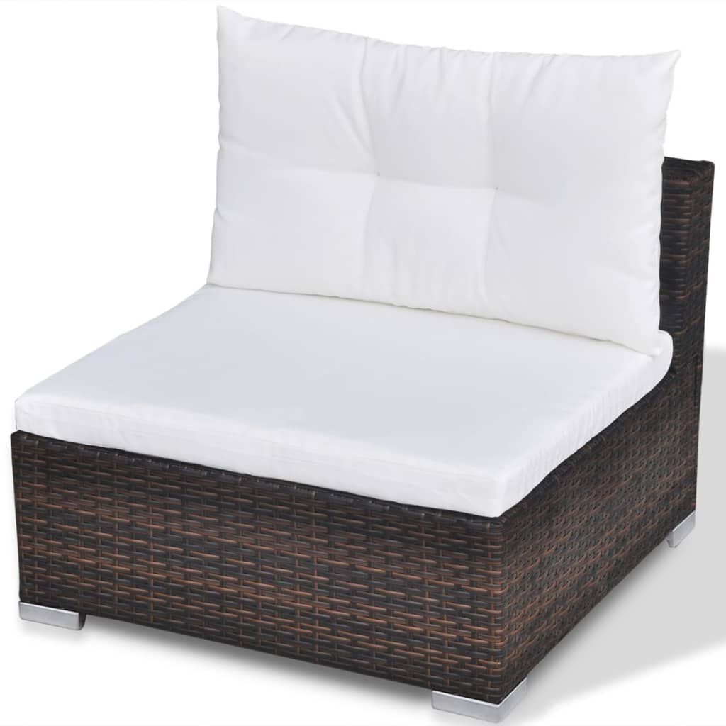 vidaXL 10 Piece Garden Lounge Set with Cushions Poly Rattan Brown