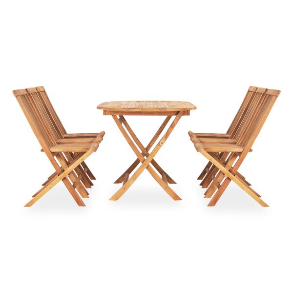 vidaXL 5 Piece Folding Outdoor Dining Set Solid Teak Wood
