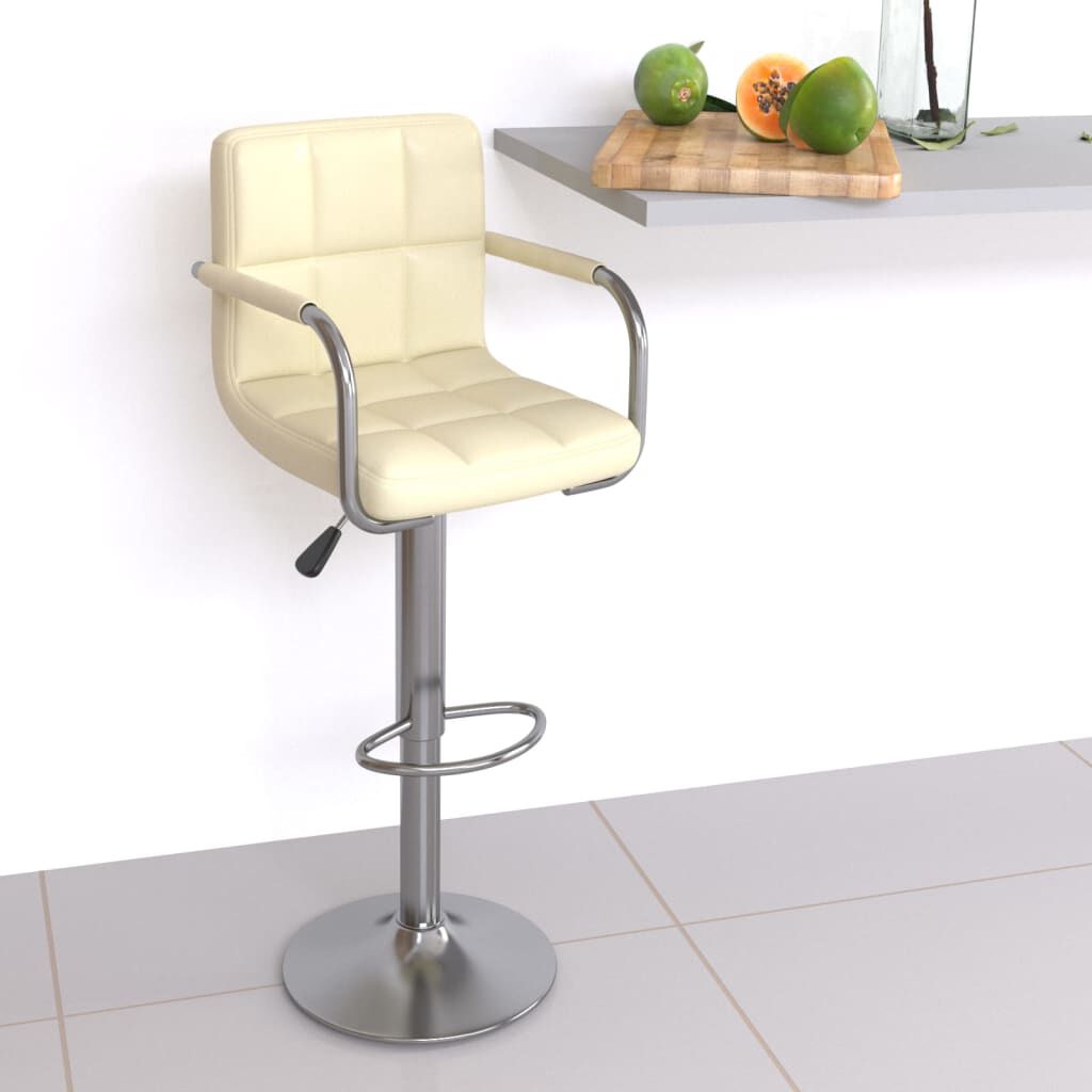 vidaXL Bar Stool Cream Faux Leather