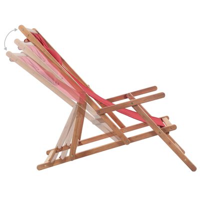vidaXL Folding Beach Chair Fabric and Wooden Frame Red, red vidaXL Folding Beach Chair Fabric and Wooden Frame Red