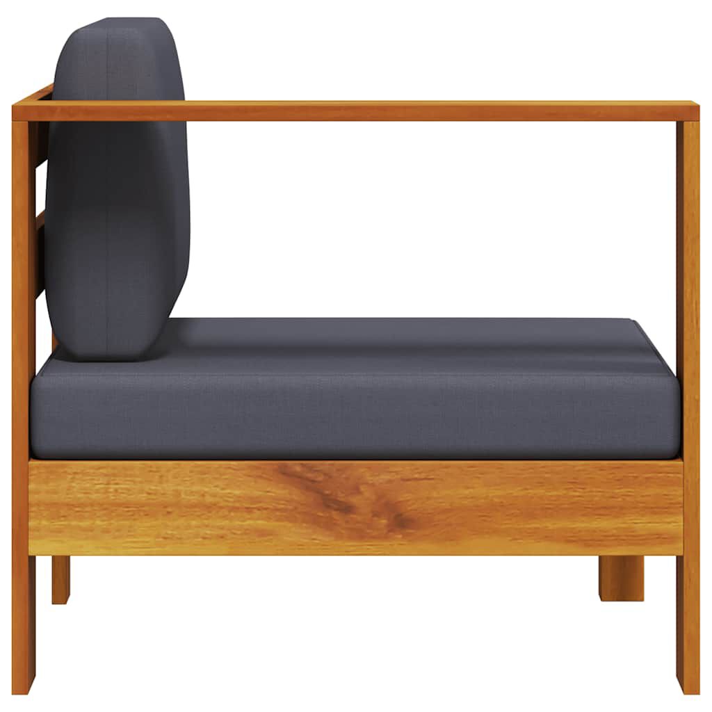 vidaXL Middle Sofa with 1 Armrest Dark Grey Solid Acacia Wood