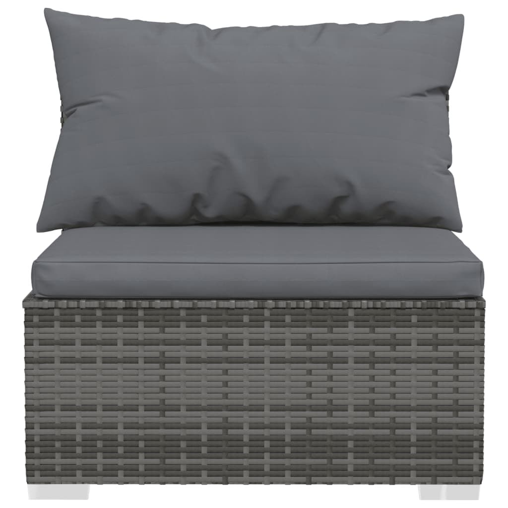 vidaXL 12 Piece Garden Lounge Set with Cushions Poly Rattan Grey