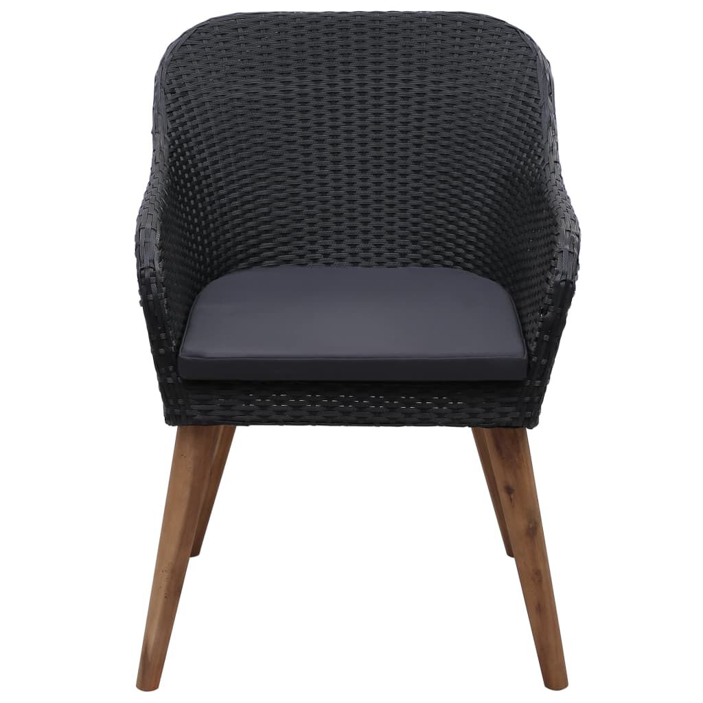 vidaXL Outdoor Chairs with Cushions 2 pcs Poly Rattan Black