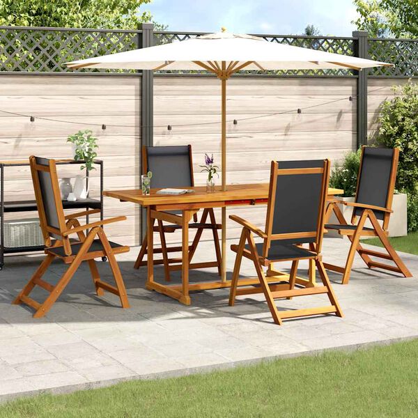 vidaXL 7 Piece Garden Dining Set Solid Wood Acacia and Textilene