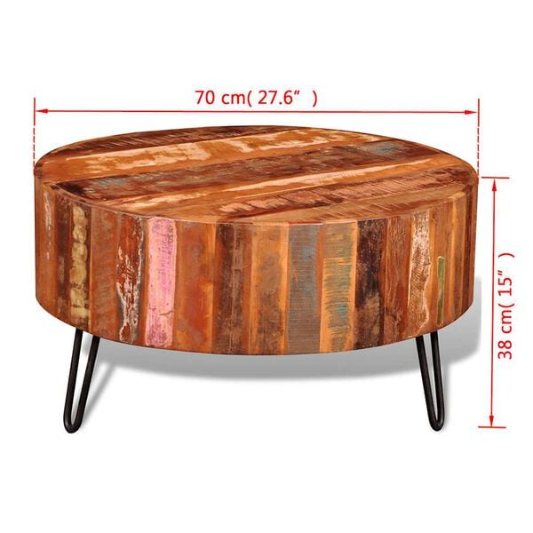 vidaXL Coffee Table Solid Reclaimed Wood Round