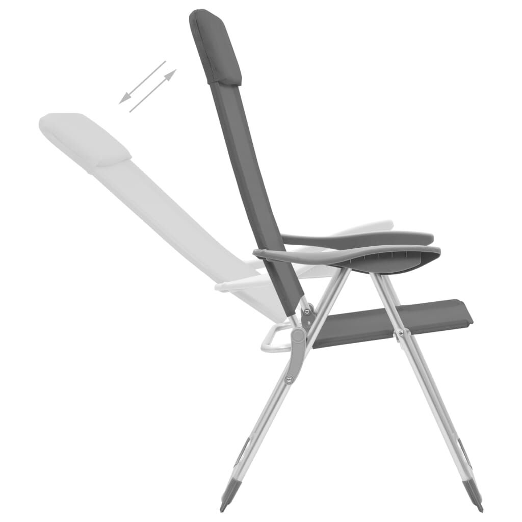 vidaXL Folding Camping Chairs 2 pcs Grey Aluminium
