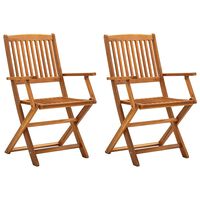 vidaXL Folding Outdoor Chairs 2 pcs Solid Acacia Wood, brown vidaXL Folding Outdoor Chairs 2 pcs Solid Acacia Wood