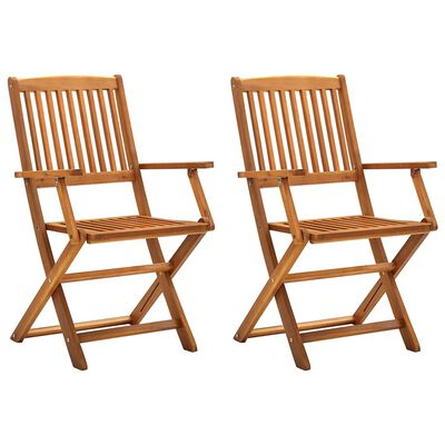 vidaXL Folding Outdoor Chairs 2 pcs Solid Acacia Wood, brown vidaXL Folding Outdoor Chairs 2 pcs Solid Acacia Wood