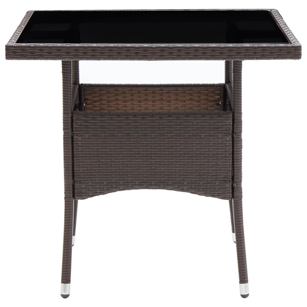 vidaXL Garden Dining Table Brown Poly Rattan
