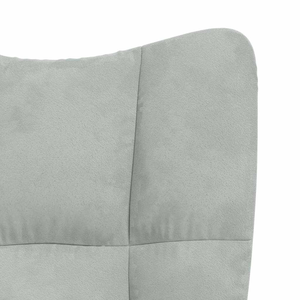 vidaXL Rocking Chair with a Stool Light Grey Velvet
