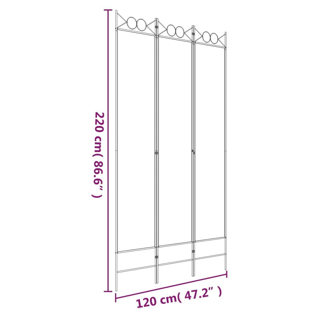 vidaXL 3-Panel Room Divider Brown 120x220 cm Fabric
