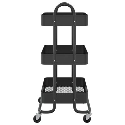 vidaXL 3-Tier Trolley Black 43x34x79 cm Steel, black vidaXL 3-Tier Trolley Black 43x34x79 cm Steel
