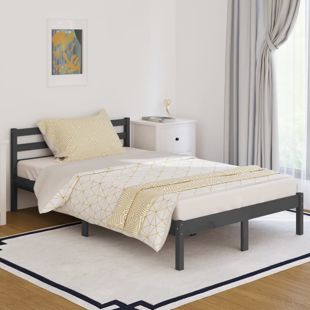 vidaXL Bed Frame without Mattress Solid Wood Pine 120x200cm Grey