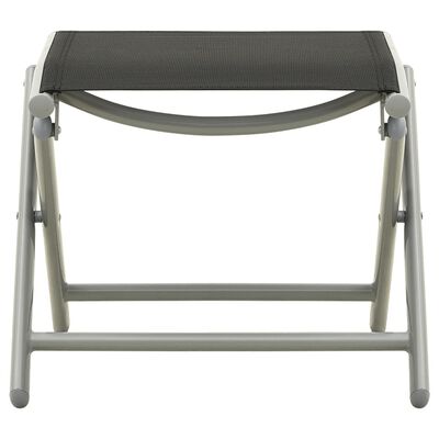 vidaXL Folding Footrest Black and Silver Textilene and Aluminium