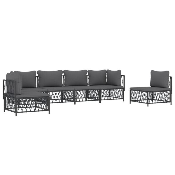 vidaXL 6 Piece Garden Lounge Set with Cushions Anthracite Steel