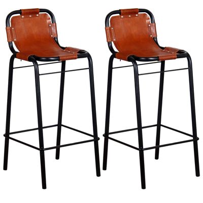 vidaXL Bar Stools 2 pcs Real Leather,  vidaXL Bar Stools 2 pcs Real Leather