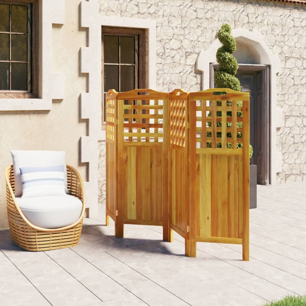 vidaXL 4-Panel Room Divider 162x2x115 cm Solid Wood Acacia