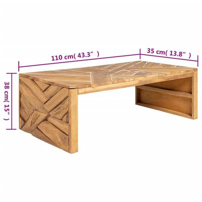 vidaXL Coffee Table Erosion Solid Teak Wood 110x35x38 cm,  vidaXL Coffee Table Erosion Solid Teak Wood 110x35x38 cm
