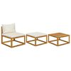 vidaXL 3 Piece Garden Lounge Set with Cream Cushions Solid Acacia Wood