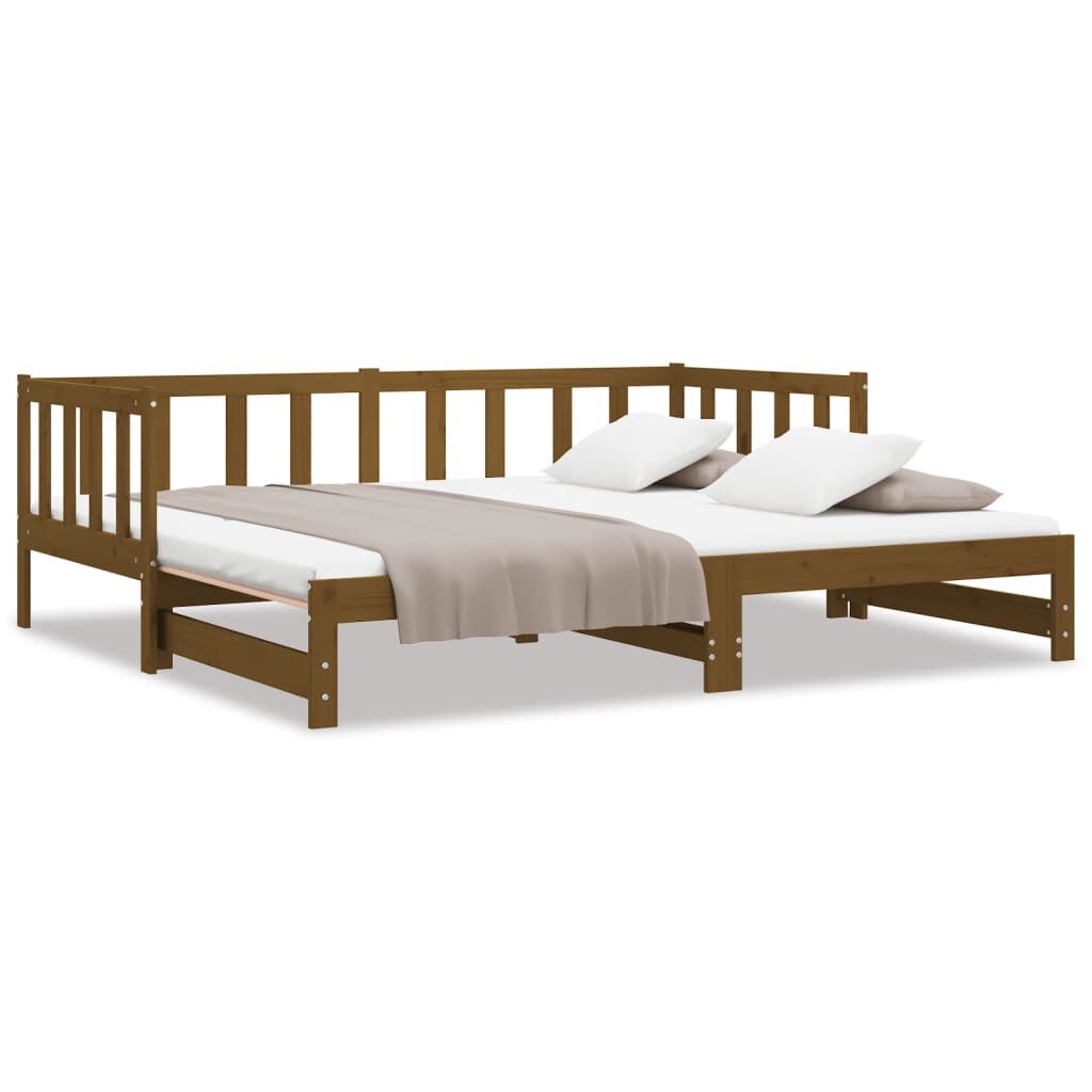 vidaXL Pull-out Day Bed without Mattress Honey Brown 2x(90x200)cm