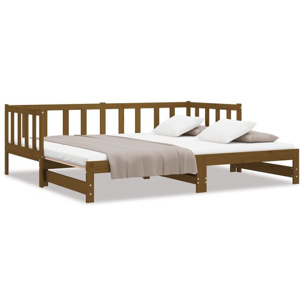 vidaXL Pull-out Day Bed without Mattress Honey Brown 2x(90x200)cm