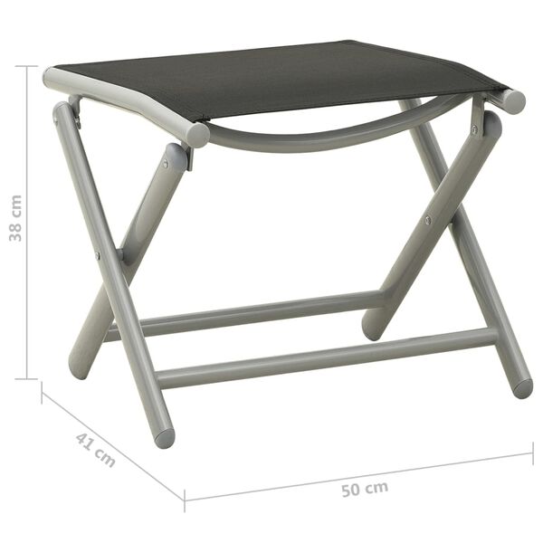 vidaXL Folding Footrest Black and Silver Textilene and Aluminium