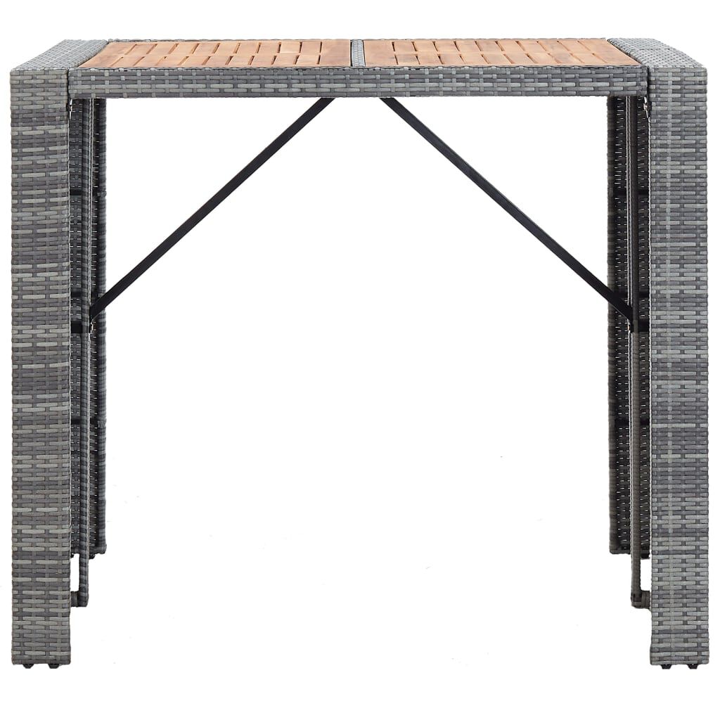vidaXL 5 Piece Outdoor Bar Set Poly Rattan and Acacia Wood Grey