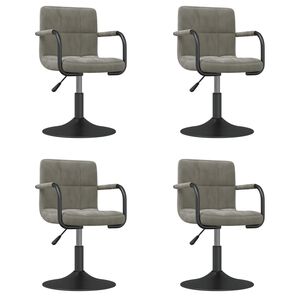vidaXL Swivel Dining Chairs 4 pcs Light Grey Velvet