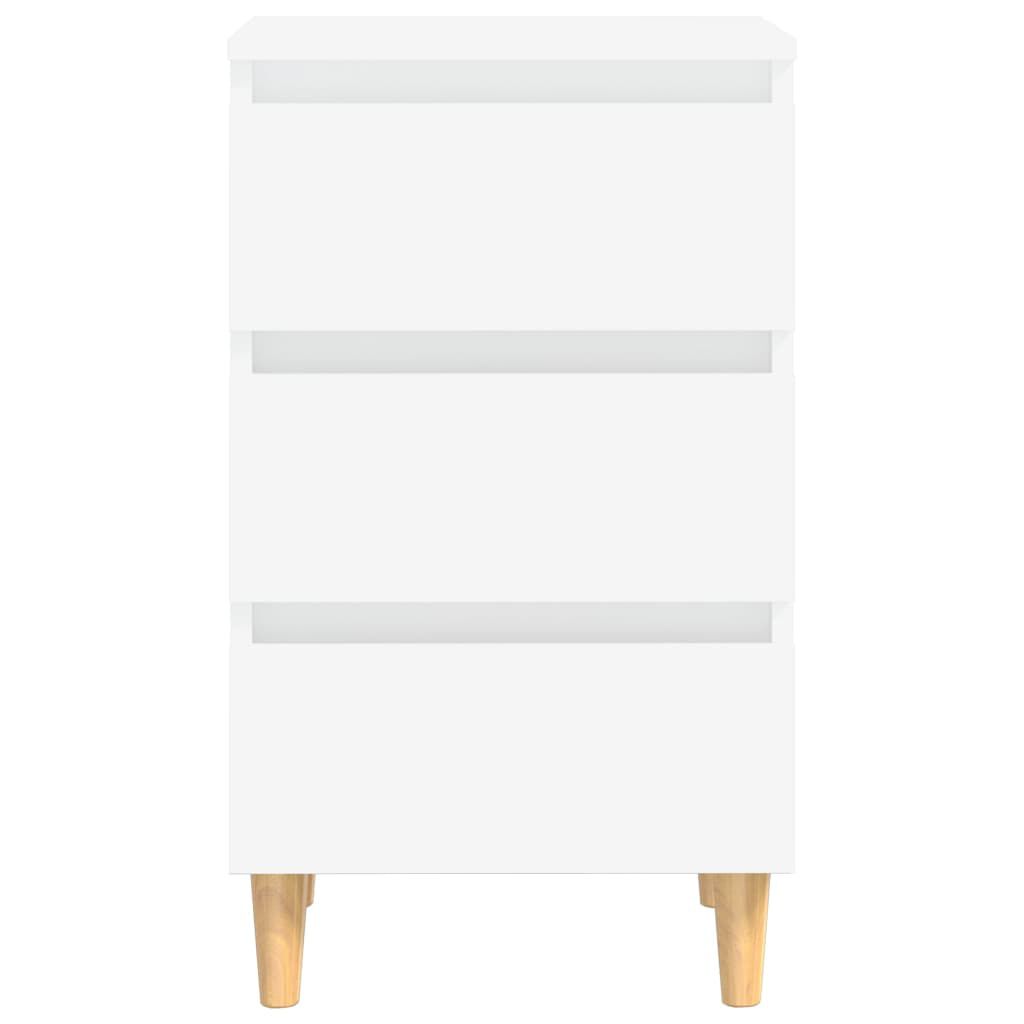 vidaXL Bed Cabinets with Solid Wood Legs 2 pcs White 40x35x69 cm