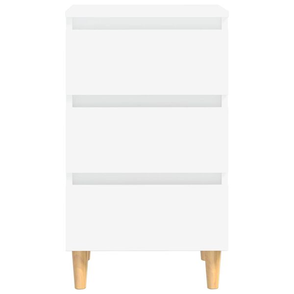 vidaXL Bed Cabinets with Solid Wood Legs 2 pcs White 40x35x69 cm