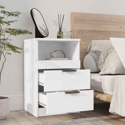 vidaXL Bedside Cabinets 2 pcs White Engineered Wood, white vidaXL Bedside Cabinets 2 pcs White Engineered Wood