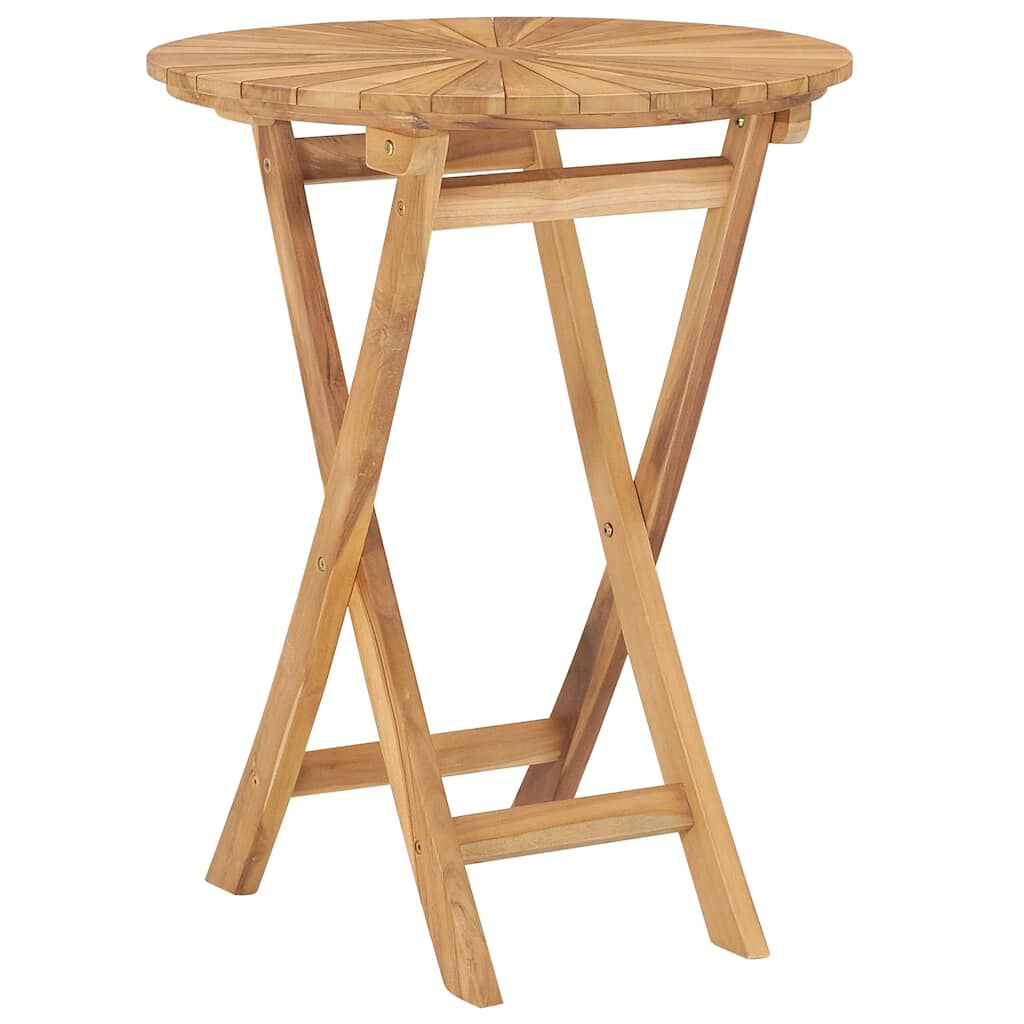 vidaXL Folding Garden Table Ø 60 cm Solid Wood Teak